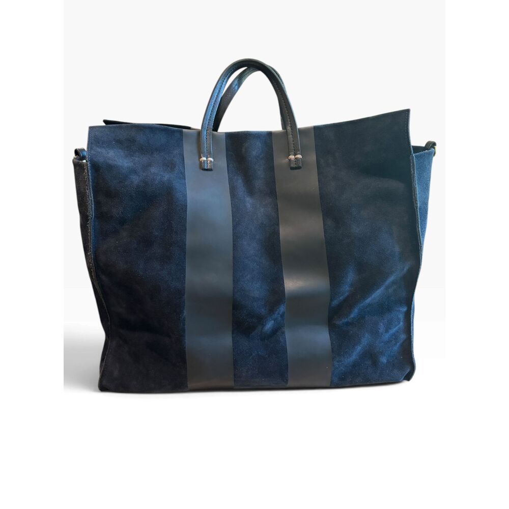 Clare V. Simple Tote Navy Suede Racing Stripe Bag